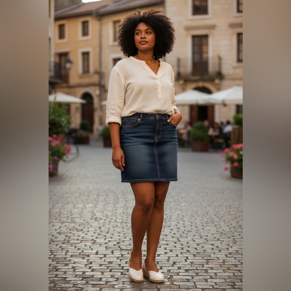 one 5 one Dark Blue Denim Skirt